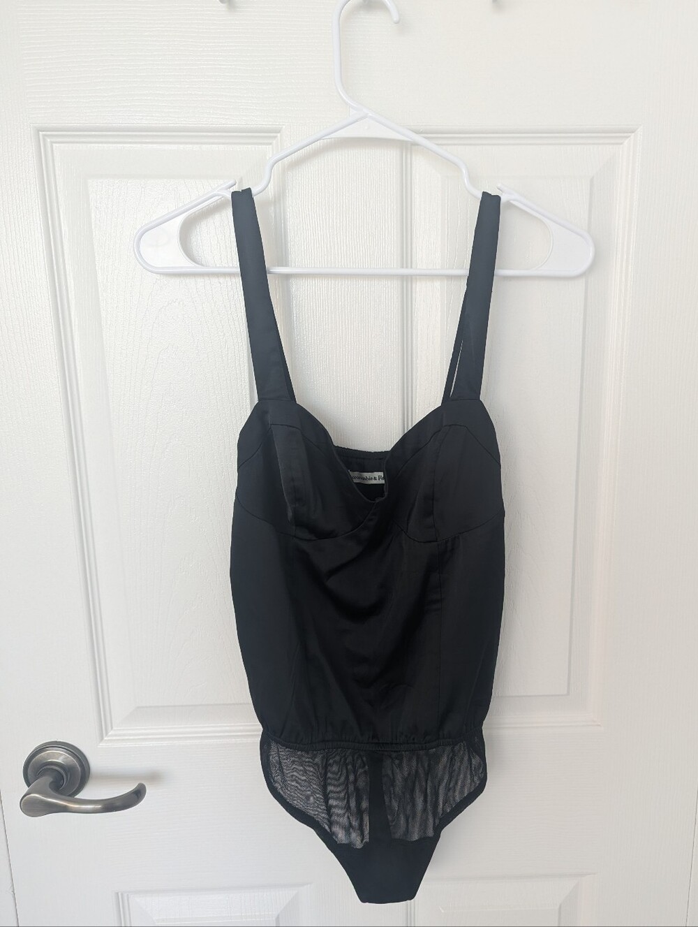 *NWOT* Abercrombie & Fitch Black Bustier (Corset Style) Bodysuit with Sheer Hem